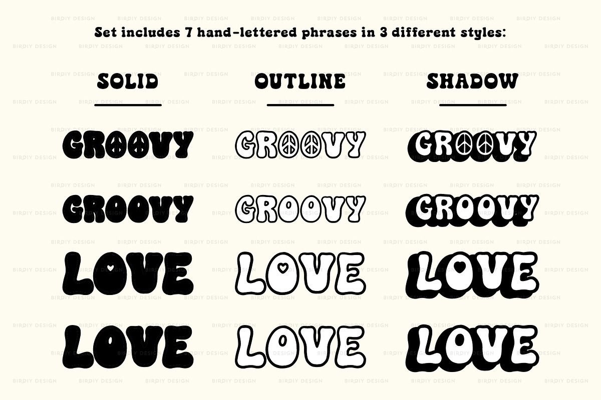 Psychedelic Retro Hippie Icons, a Solid Icon by BirDIY Design (Photo 5 of 10)