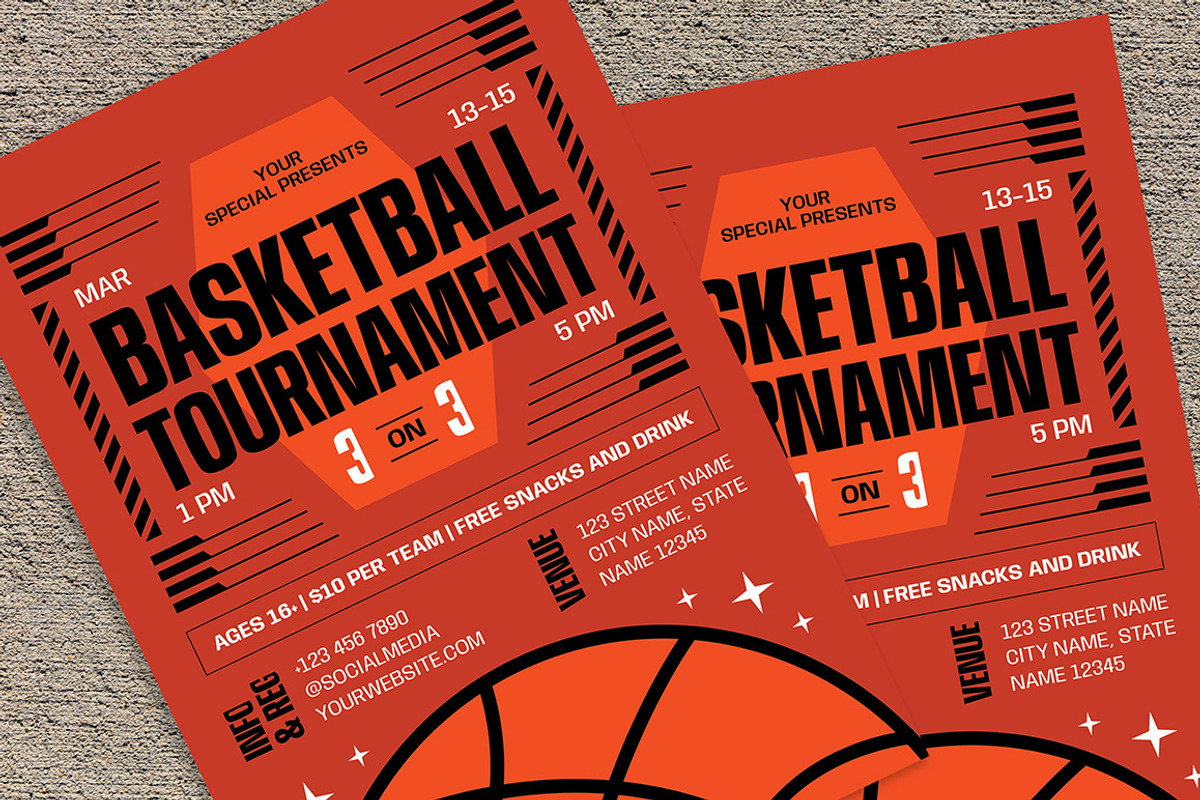 Modern Basketball Tournament Flyer, a Flyer Template by Gumico Studio. (Photo 3 of 3)