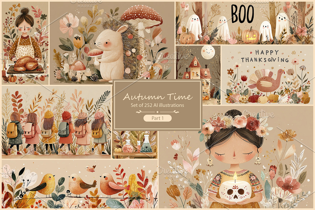 Autumn Time 4- 252 AI illustrations, a Seasonal Illustration by Pundateam (Photo 1 of 9)