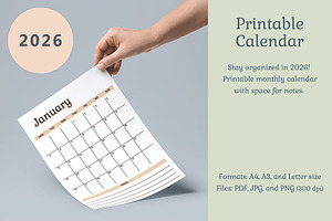2026 Printable Calendar, a Graphic by Nina Bered Illustration