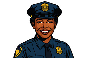 Smiling female police officer vector, a Person Illustration by AlexArt