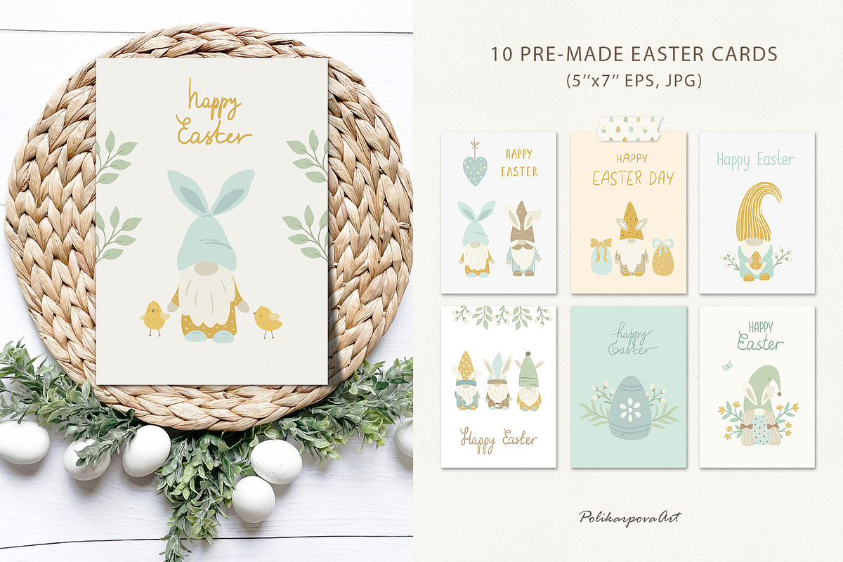 Easter Gnomes clipart & patterns, an Illustration by polikarpovaart (Photo 3 of 9)