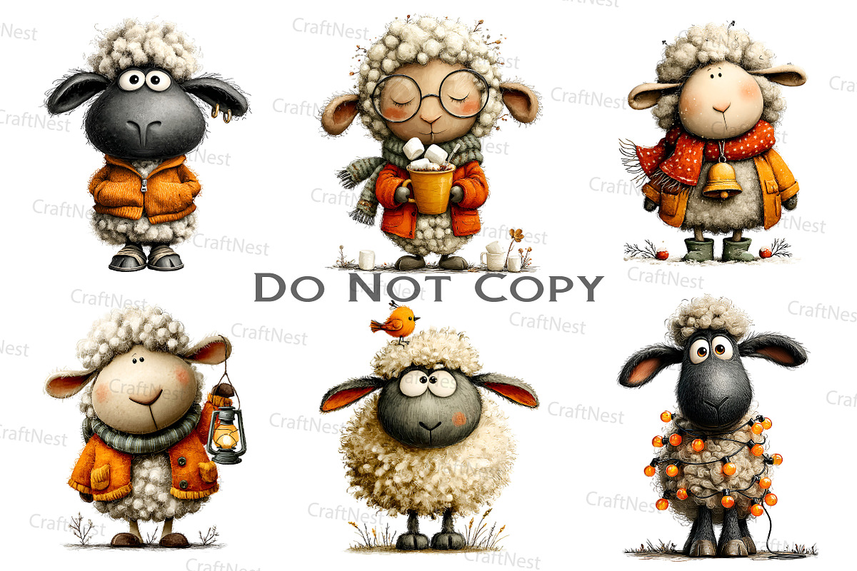 Quirky Winter Sheep Clipart, an Illustration by Craft Nest (Photo 8 of 8)