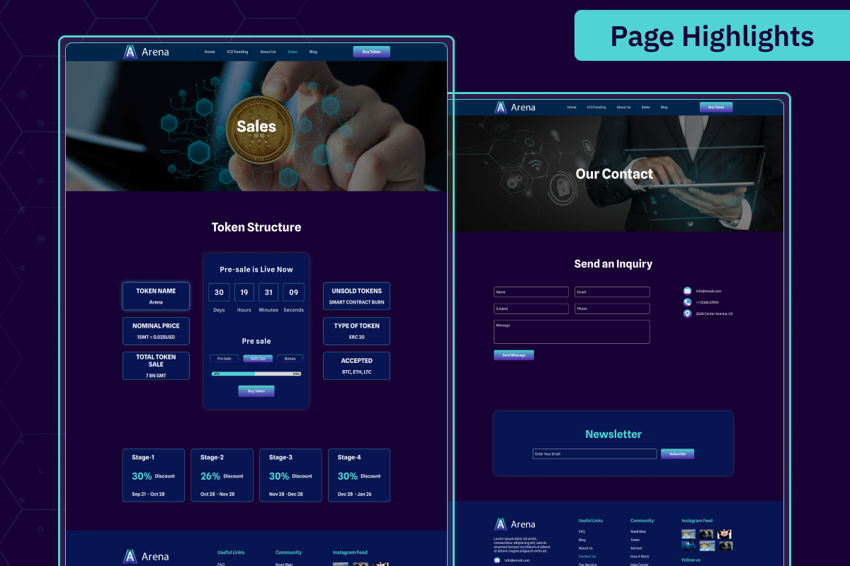 Arena - ICO Lunching Website UI Kit, an UI Kit Template by Uptechies (Photo 2 of 4)