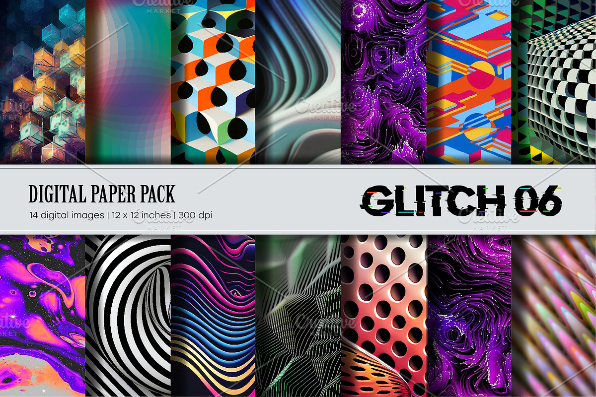 Big Bundle Glitch Psychedelic., a Texture Illustration by KENO Mascots (Photo 7 of 11)