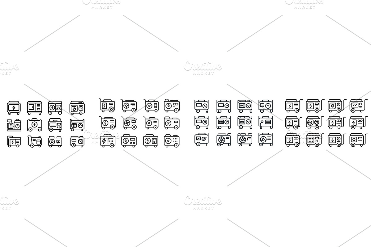 Collection of outlined icons, an Object Illustration by ZinetroN