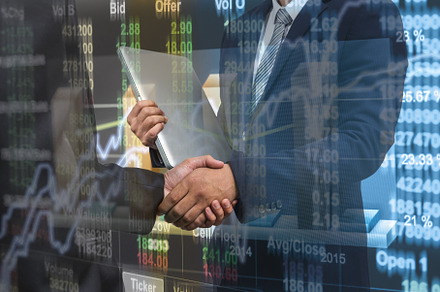 Hand shake between businessman over, a Business Photo by Tzido Gallery