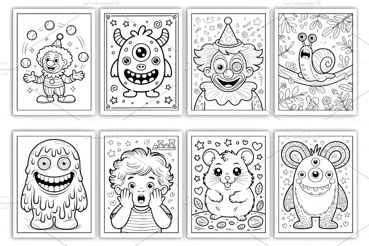 Funny Faces Coloring Pages for Kids, a Decorative Illustration by Design Station (Photo 3 of 3)