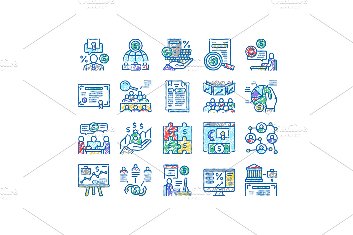 Stakeholder Business set Icons hand, an Object Illustration by pikepicture