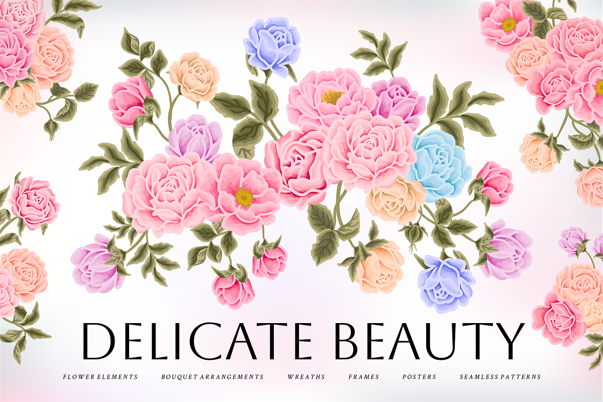 DELICATE BEAUTY - Soft Floral Set, an Object Illustration by Artflorara (Photo 1 of 16)