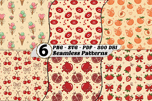 Retro Fruit Pinup Seamless Patterns, a Pattern Graphic by one-touch