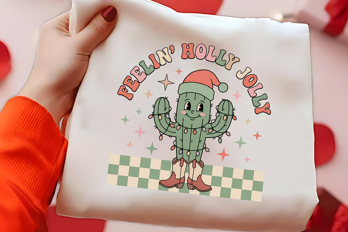 Feelin Holly Jolly Cactus PNG Art, a Seasonal Illustration by CrexoraLab (Photo 2 of 4)