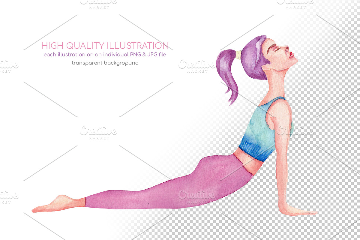 Watercolor Yoga Set, a Healthcare Illustration by Tabiti (Photo 3 of 30)