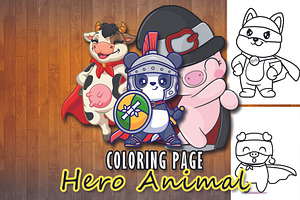 Hero Animal Coloring Page, an Illustration by Eka Design