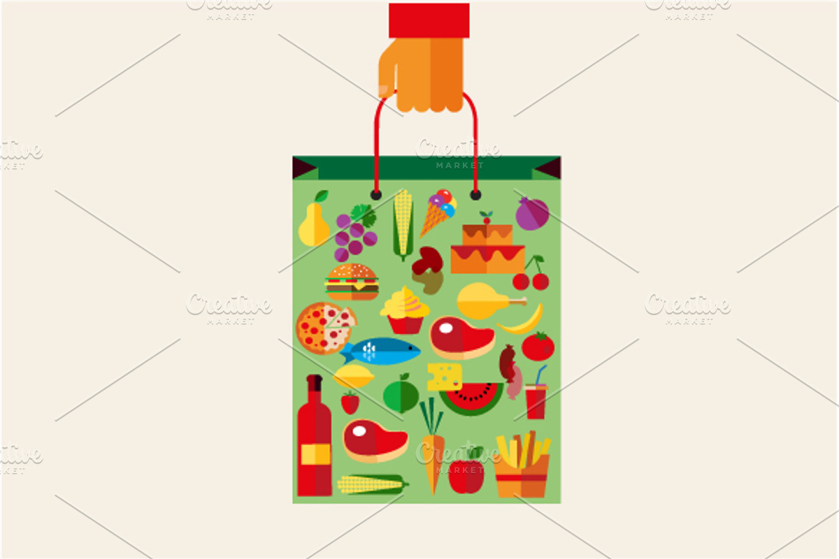 Ecology bags + icon set, a Food Illustration by zoya (Photo 5 of 5)