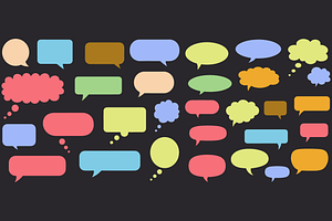 Colorful Chat & Thought Bubbles Set, a Graphic by MkStudio