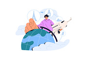 People travel by plane, air trip set, a Transportation Illustration by PaperTrident (Thumbnail 3 of 5)