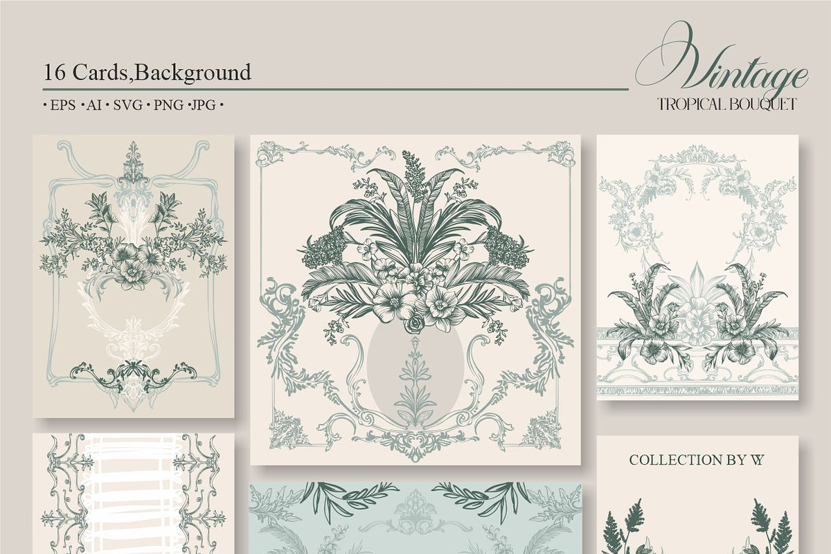 Vintage Tropical Bouquet, a Pattern Graphic by Collection by VY (Photo 4 of 11)
