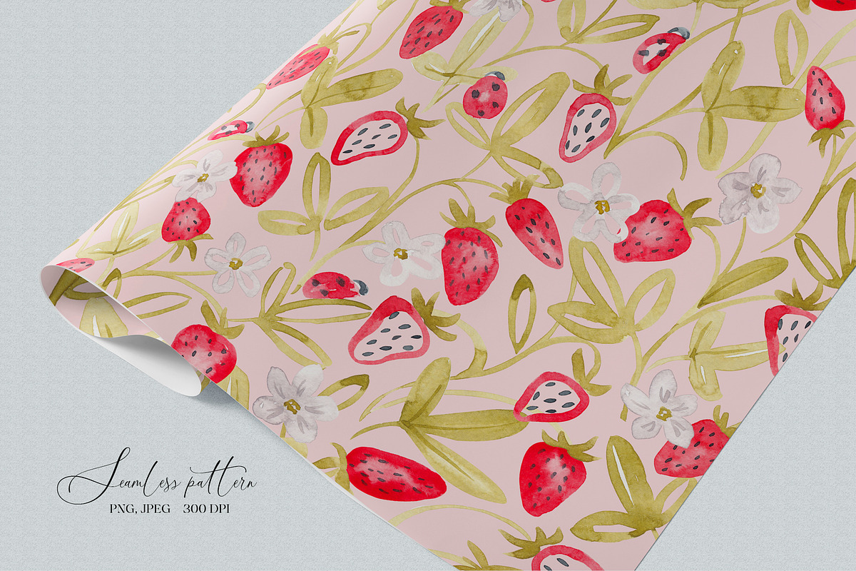 Strawberry seamless pattern, a Pattern Graphic by SirenaArt (Photo 10 of 11)