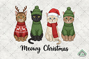 Meowy Christmas Png, Christmas Cat, an Illustration by Craft Nest (Thumbnail 1 of 6)