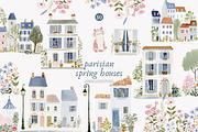 parisian spring houses watercolor, a Decorative Illustration by Patishop Art (Thumbnail 1 of 10)