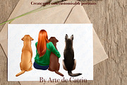 Girl and Dogs Clipart, Best Friends, an Animal Illustration by ArtedeCatrin (Thumbnail 6 of 8)
