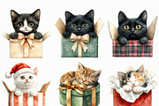 Christmas Cat Gift Box Clipart, an Illustration by Craft Nest (Thumbnail 4 of 6)