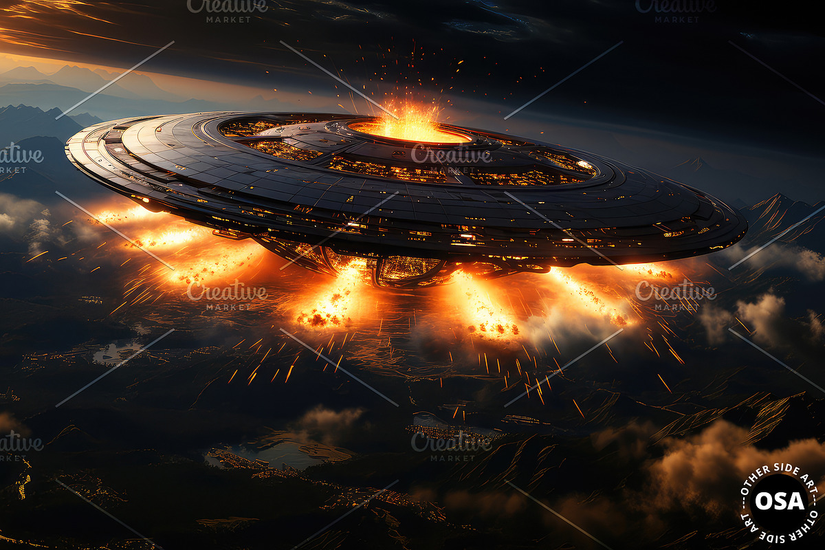 Saucer-Shaped Extraterrestrial UFO, a Technology Illustration by Other Side Art (Photo 6 of 8)