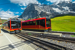 Modern cogwheel tourist trains, a Transportation Photo by Alpine Dreams