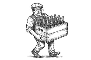 Worried Man Carrying Heavy Beer