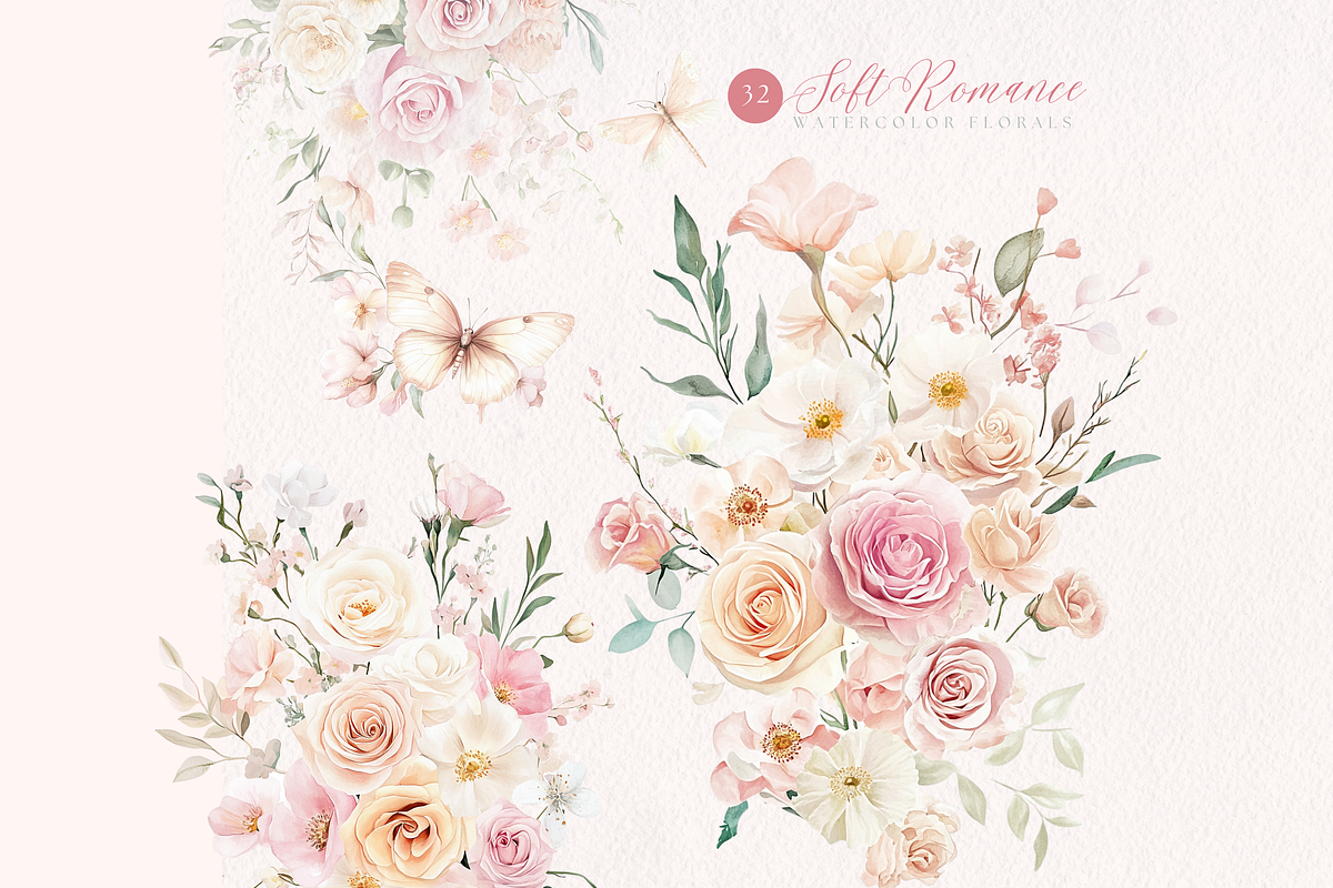 Peach Rose and Eucalyptus Clipart, a Decorative Illustration by ClipArtCharm (Photo 4 of 5)