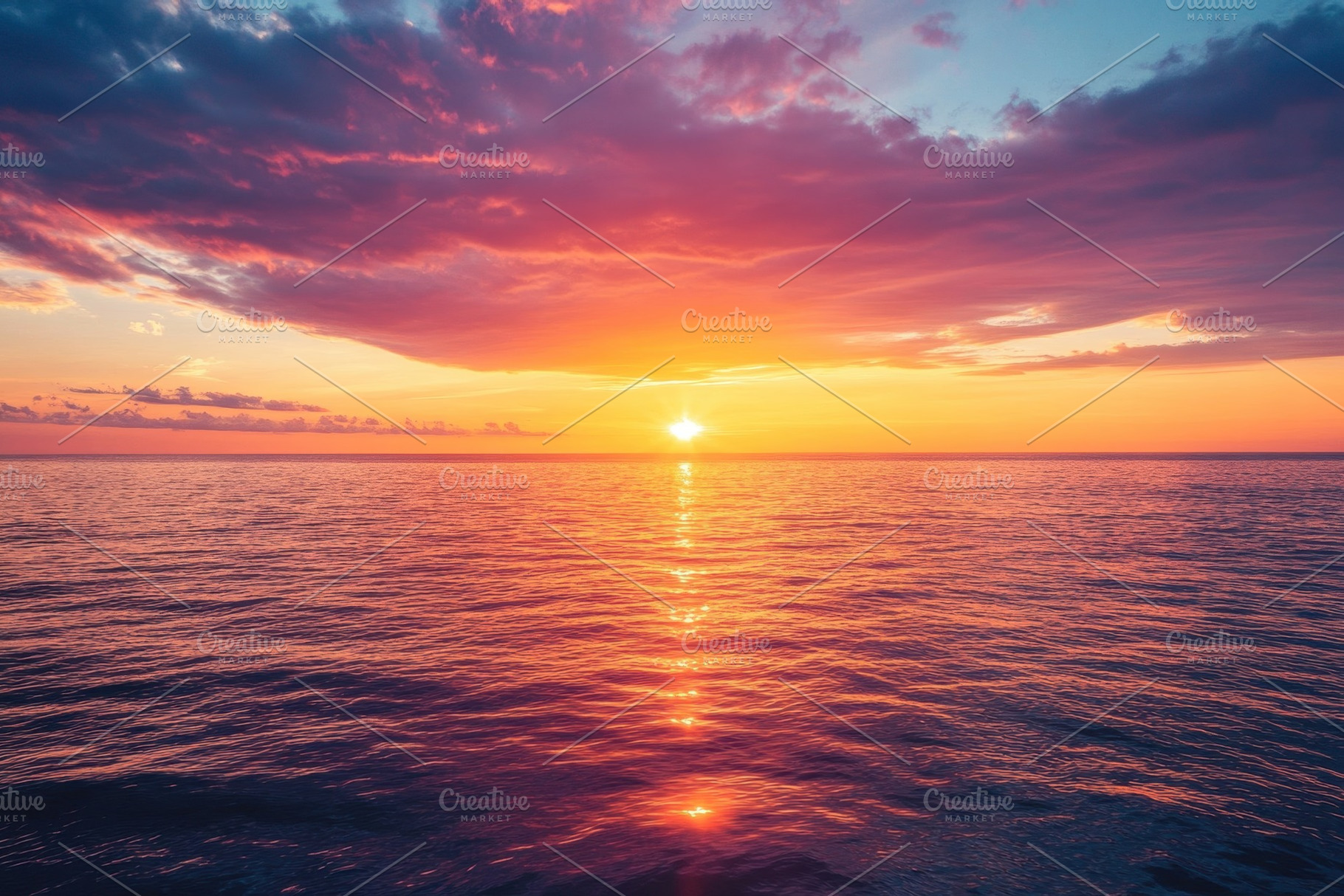 Fiery sunset over tranquil ocean wit, a Photo by Iftikhar Alam