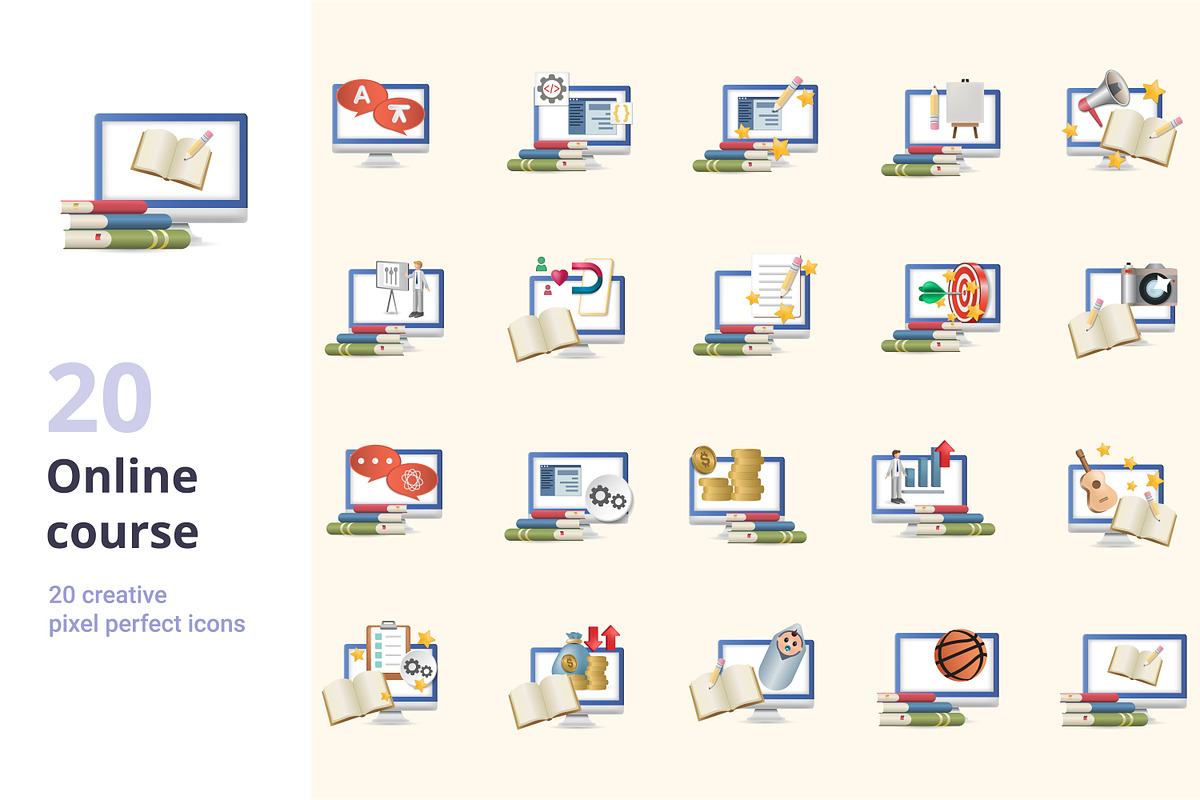 Online Course 3D Icons Set Bundle, an Object Graphic by Aimagenarium@gmail.com (Photo 1 of 21)