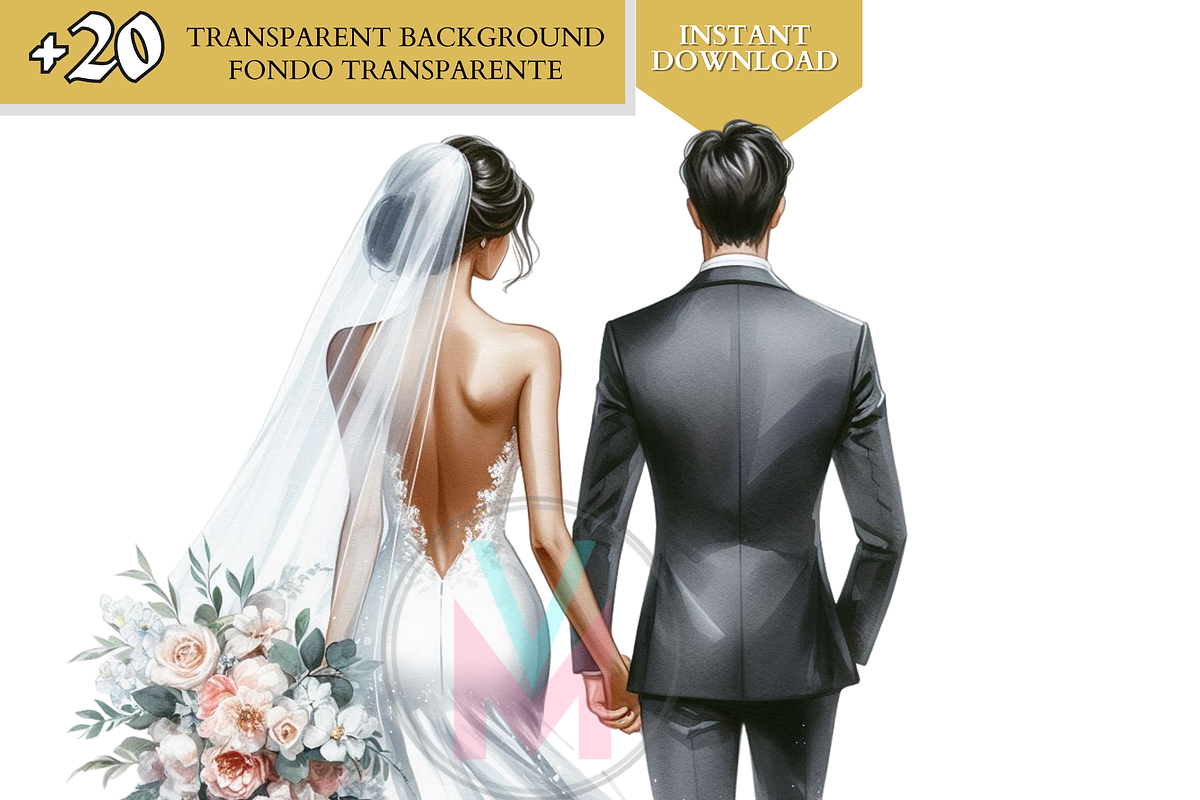 Bride and Groom Back Clipart Wedding, a Person Illustration by VM PARTYS  BY TAIRUMA (Photo 6 of 10)