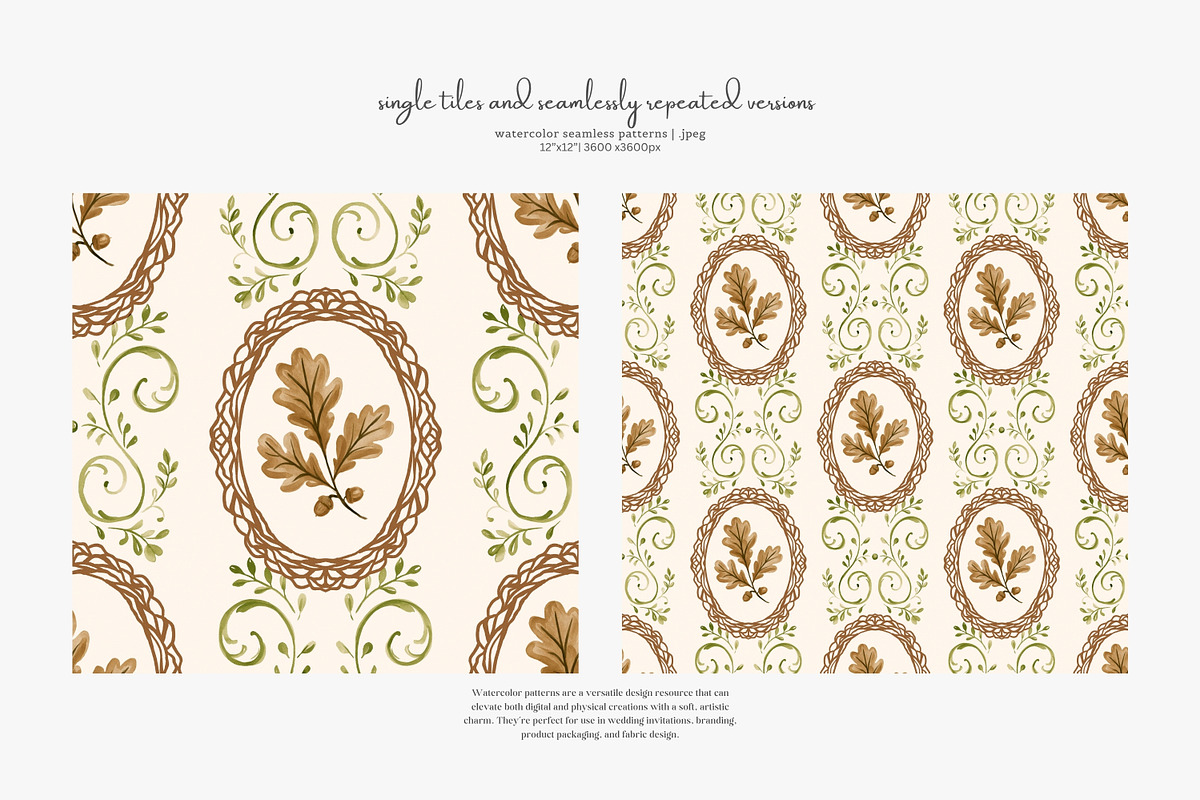 autumn woodland seamless patterns