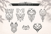 Heartful Animals - Tattoo Vector Set, an Object Illustration by Christine Krahl (Thumbnail 4 of 16)