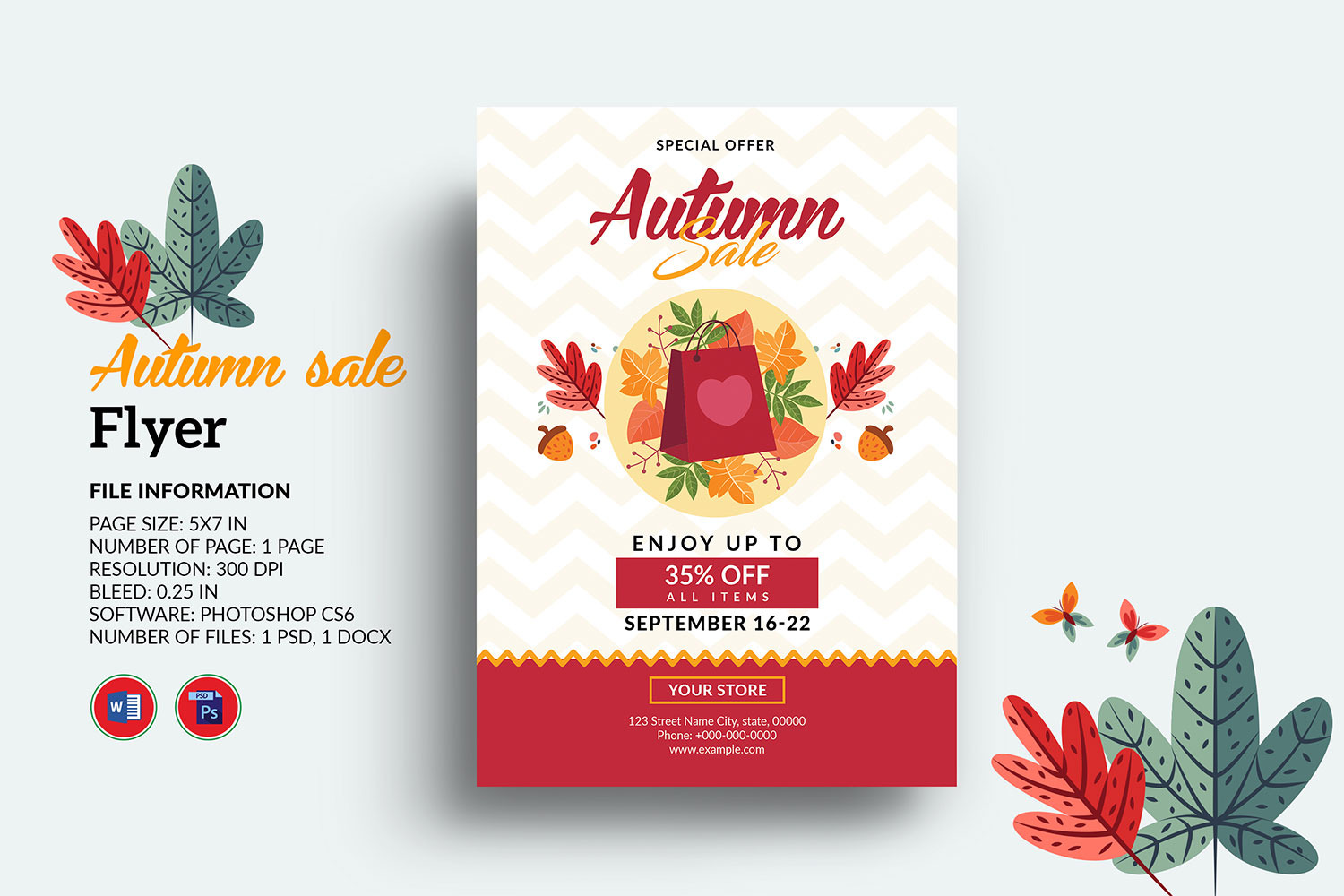 Fall Autumn Sale Flyer V1350, a Flyer Template by Template Shop