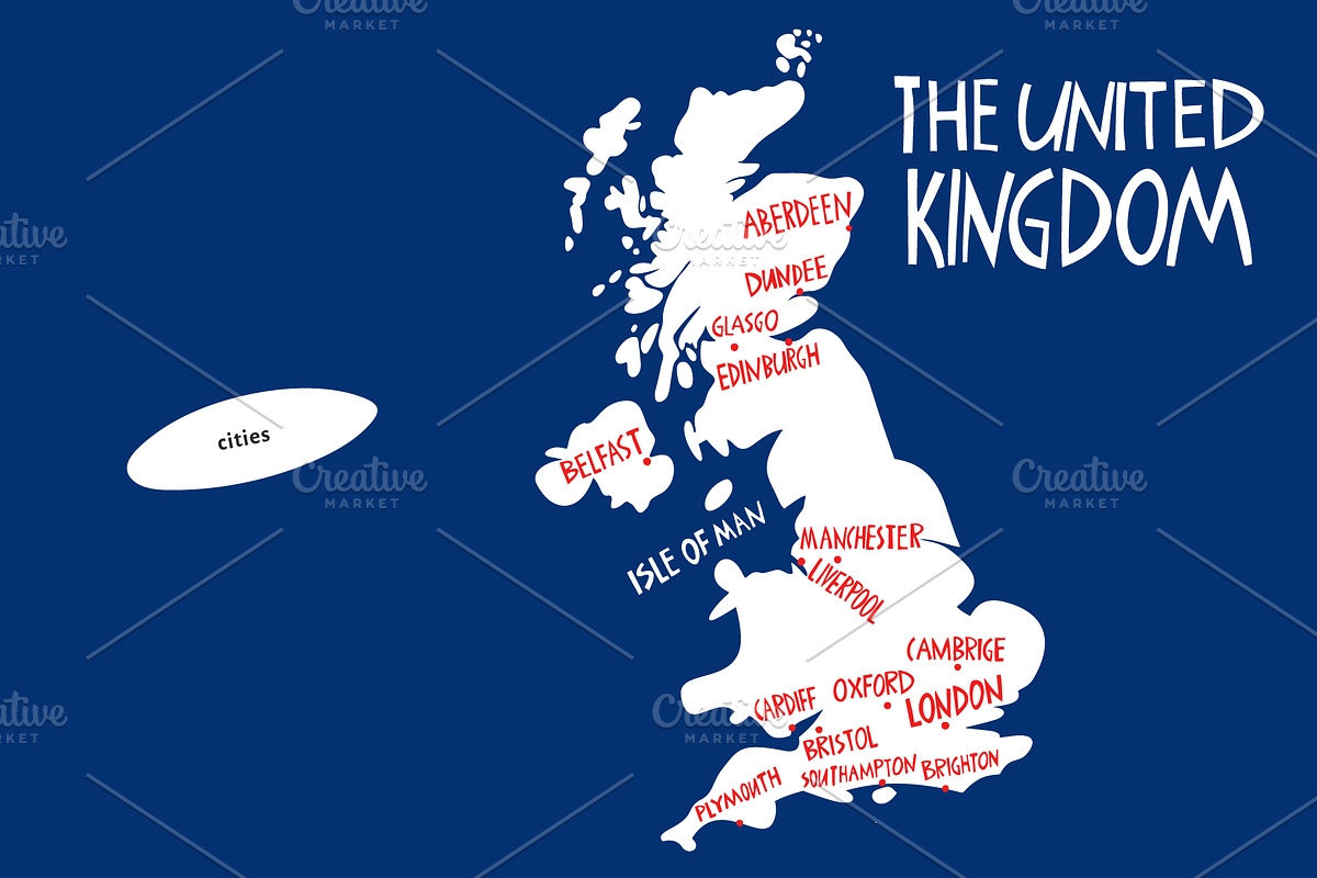 Great Britain. Hand Drawn Maps, an Illustration by Lubov Illustrations Shop (Photo 8 of 10)
