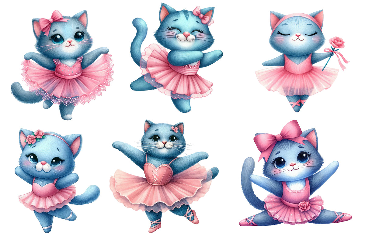 Blue Cat Ballerina Clipart, an Illustration by Designworld (Photo 4 of 5)