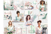 Planner Girl Clipart | Boss Babe PNG, a Work Illustration by GlamArtZhanna (Thumbnail 6 of 6)