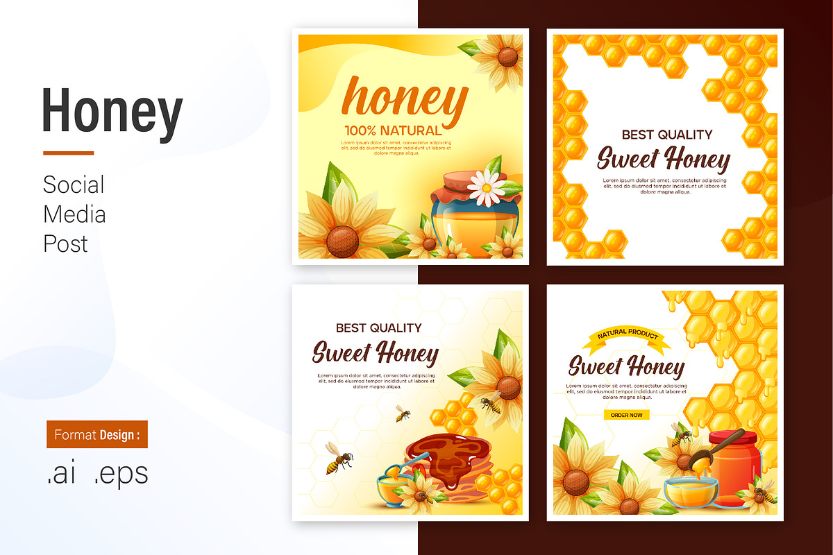 Honey Social Media Post Design, a Social Media Template by shin_std