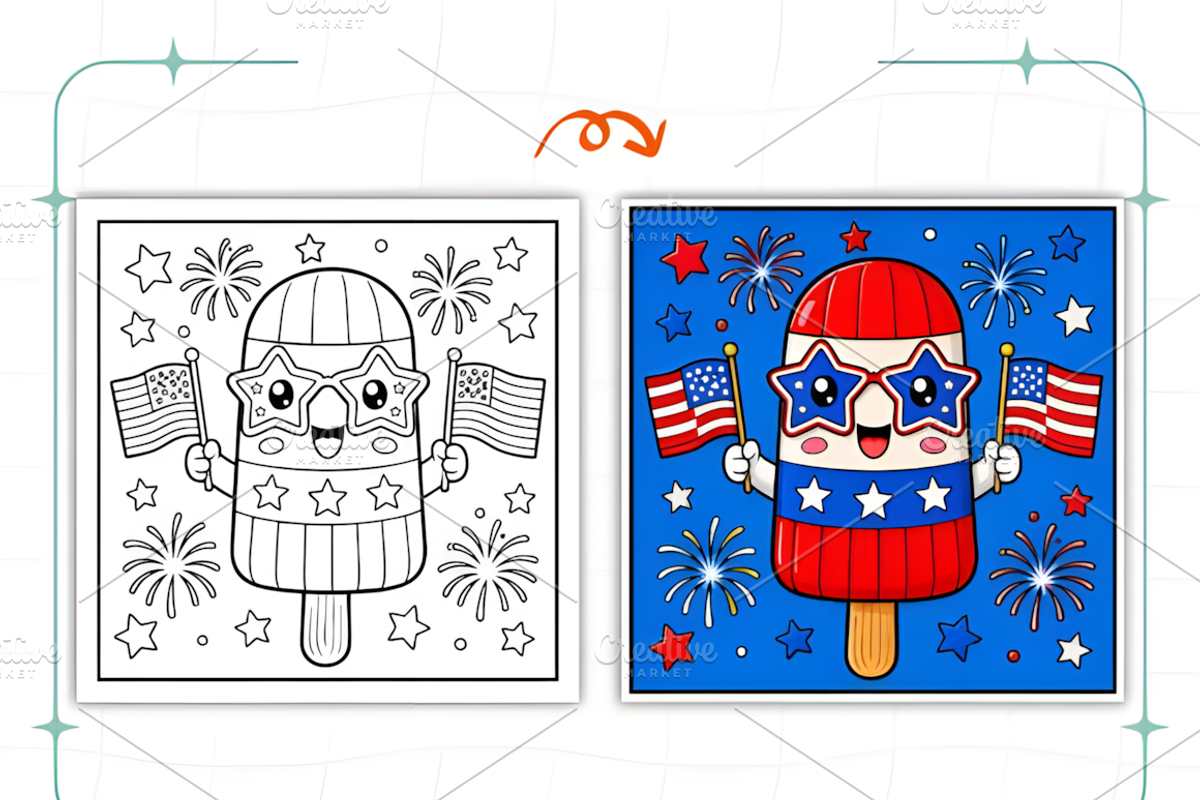 4th of July Bold and Easy Coloring, a Seasonal Illustration by Ink Gallery (Photo 5 of 8)
