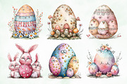 Watercolor Easter Cute Eggs Clipart, an Illustration by Creative Art (Thumbnail 3 of 7)