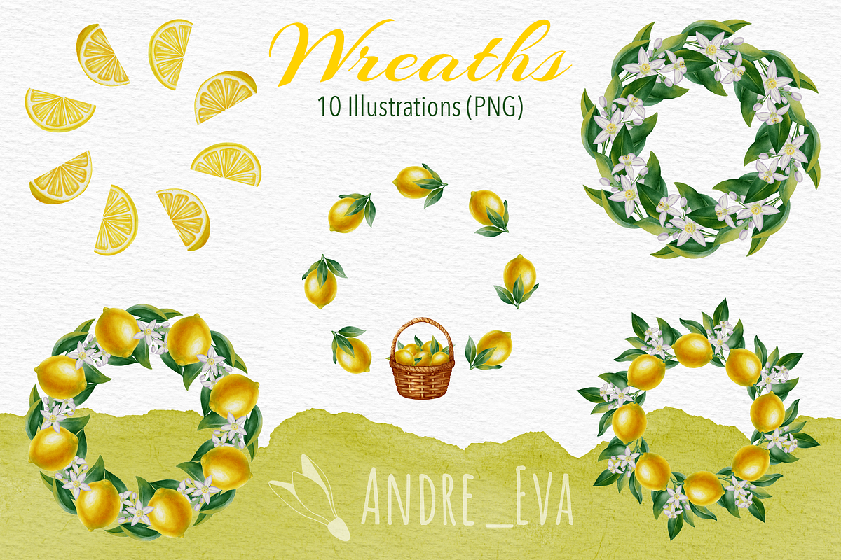 Lemon — Watercolor Illustration Set, a Food Illustration by Andre_Eva (Photo 6 of 12)