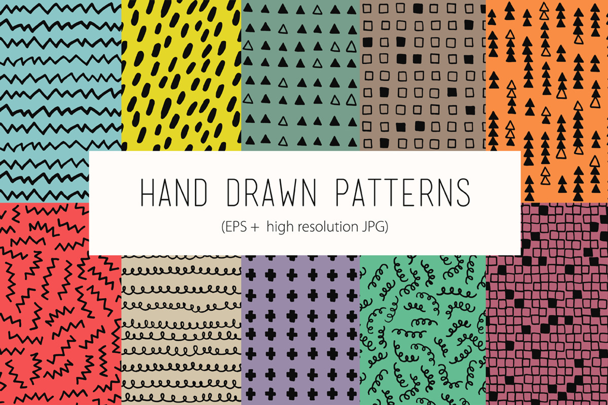 Color hand drawn patterns, a Pattern Graphic by Magnia (Photo 1 of 4)
