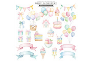 Forest Birthday Watercolor Clipart, an Illustration by CharmClipart (Thumbnail 4 of 8)