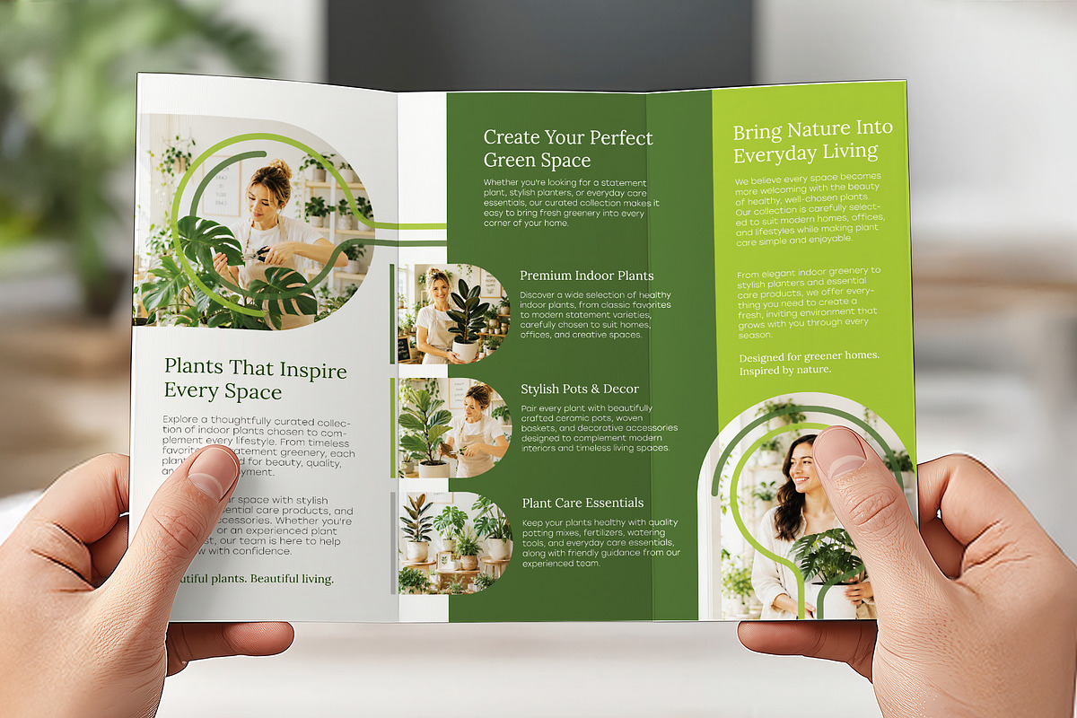 Plant Shop Trifold Brochure Template, a Brochure Template by WheelieMonkey (Photo 3 of 3)
