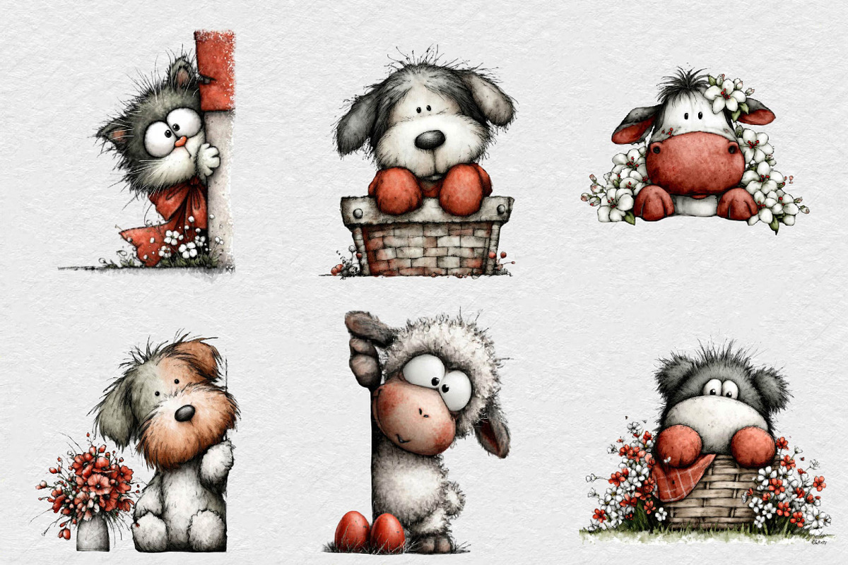 Spring Peeking Animal Clipart, an Illustration by DreamCafeArt (Photo 3 of 6)