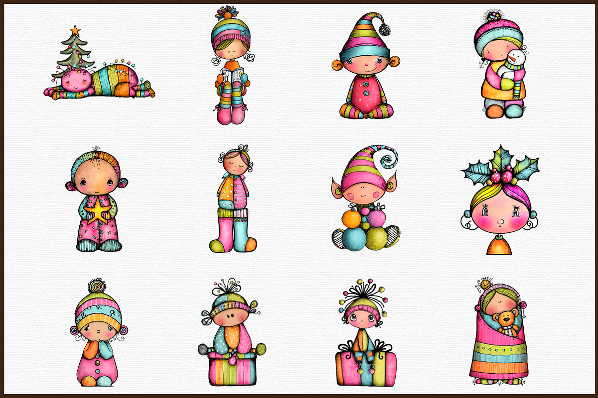 Whimsical Christmas Baby Kid Clipart, an Illustration by Sublimation Artist (Photo 3 of 6)