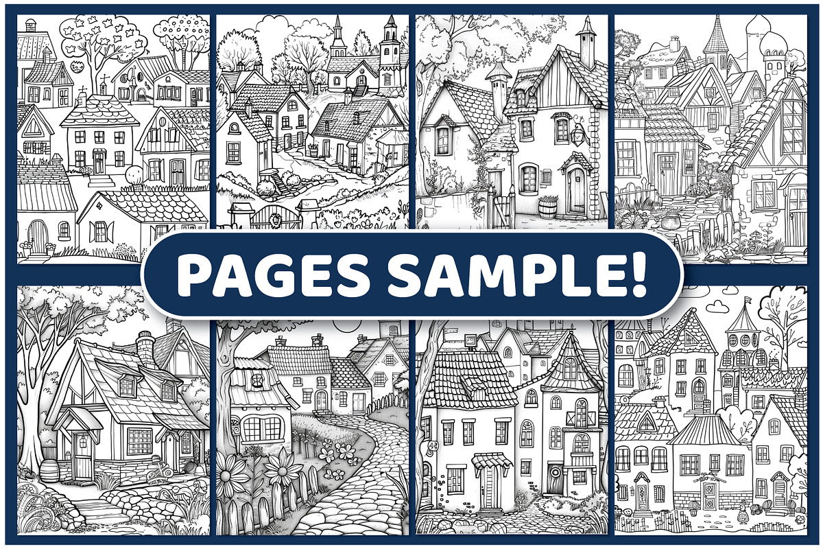 200 Village Charm Coloring Pages, a Seasonal Illustration by BrightMart